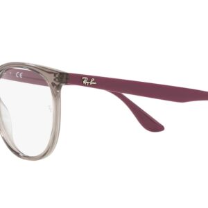 Ray-Ban Women's RX4378V Square Prescription Eyewear Frames, Transparent Grey/Demo Lens, 52 mm