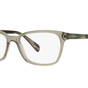 Ray-Ban RX5362 Square Prescription Eyewear Frames, Transparent Green/Demo Lens, 52 mm