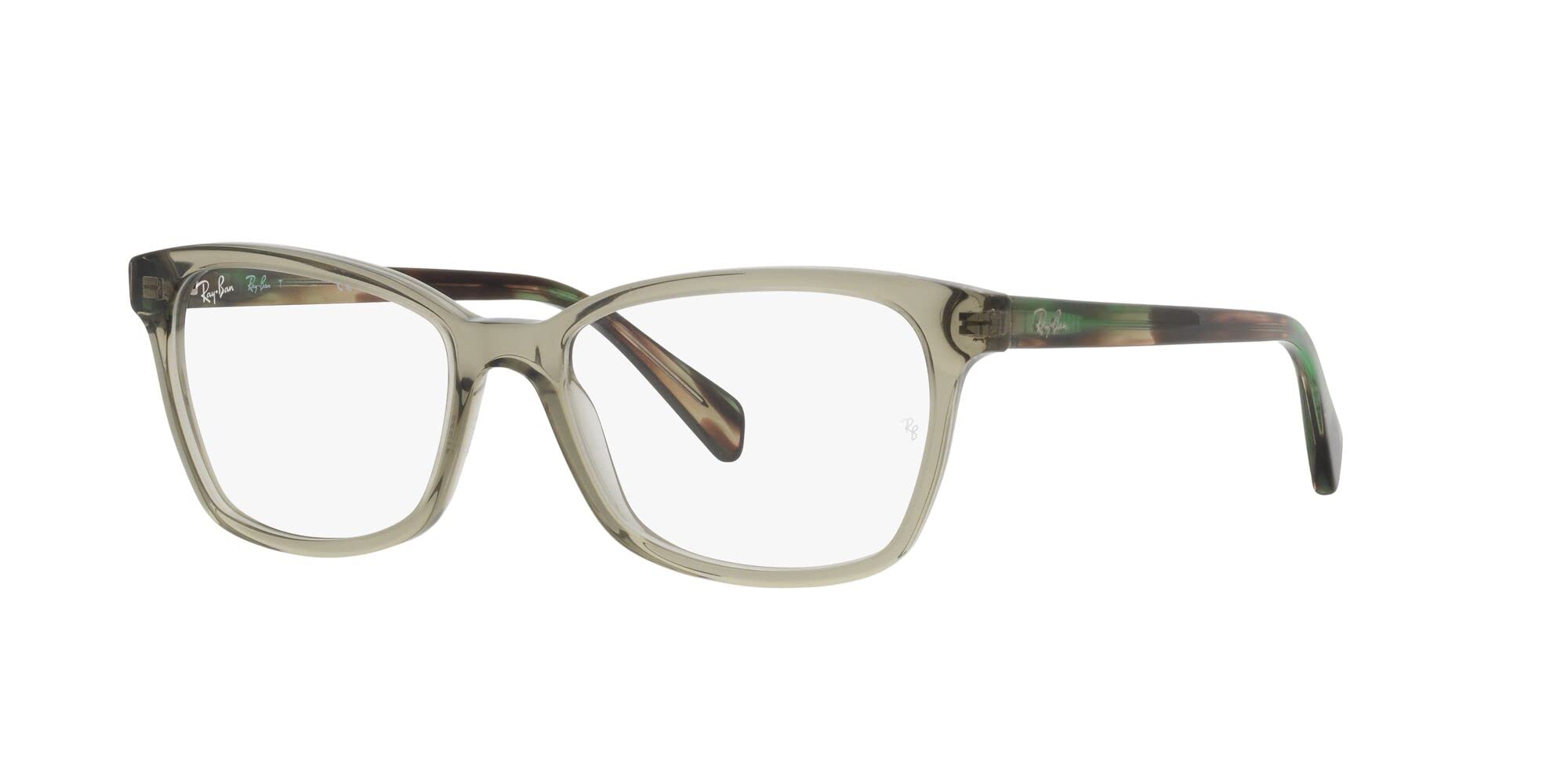 Ray-Ban RX5362 Square Prescription Eyewear Frames, Transparent Green/Demo Lens, 52 mm