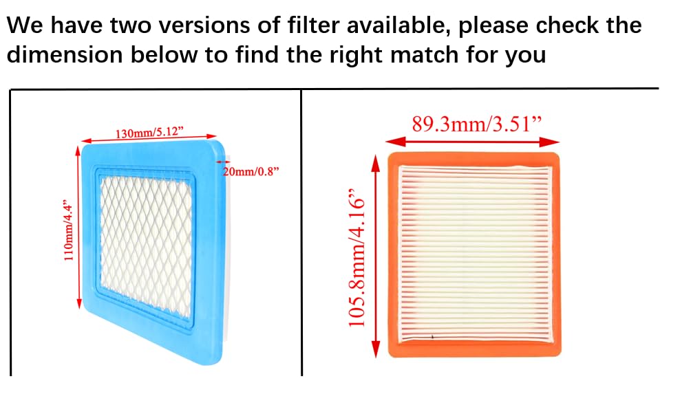 Air Filter for Toro 20339 20042 20041 20020 20021 20199 20065 20045 22 inch Recycler Lawn Mower (Pack of two)