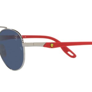 Ray-Ban RB3696M Scuderia Ferrari Collection Round Sunglasses, Gunmetal/Dark Blue, 51 mm