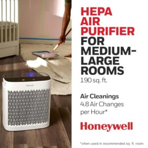 Honeywell InSight HEPA Air Purifier with Air Quality Indicator for Medium-Large Rooms (190 sq ft), White - Wildfire/Smoke, Pollen, Pet Dander, and Dust Air Purifier