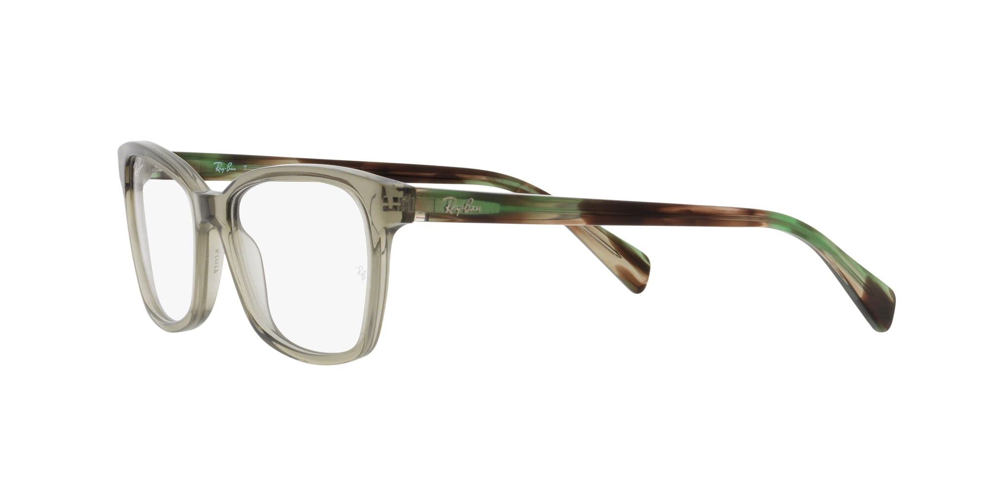 Ray-Ban RX5362 Square Prescription Eyewear Frames, Transparent Green/Demo Lens, 52 mm