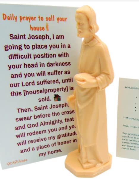 St Joseph Home Seller Kit with Magnetic Holy Card for Fridge Daily Novena Prayer Magnet with Saint Statue and Instructions