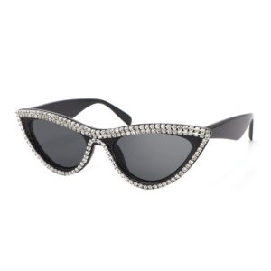 FUPRECIOUS Cat eye sunglasses Cute Trendy for Women Bling Fun Rhinestone Crystal Sun Sades