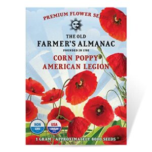 the old farmer's almanac poppy seeds (american legion) - approx 5000 flower seeds - premium non-gmo, open pollinated, usa origin