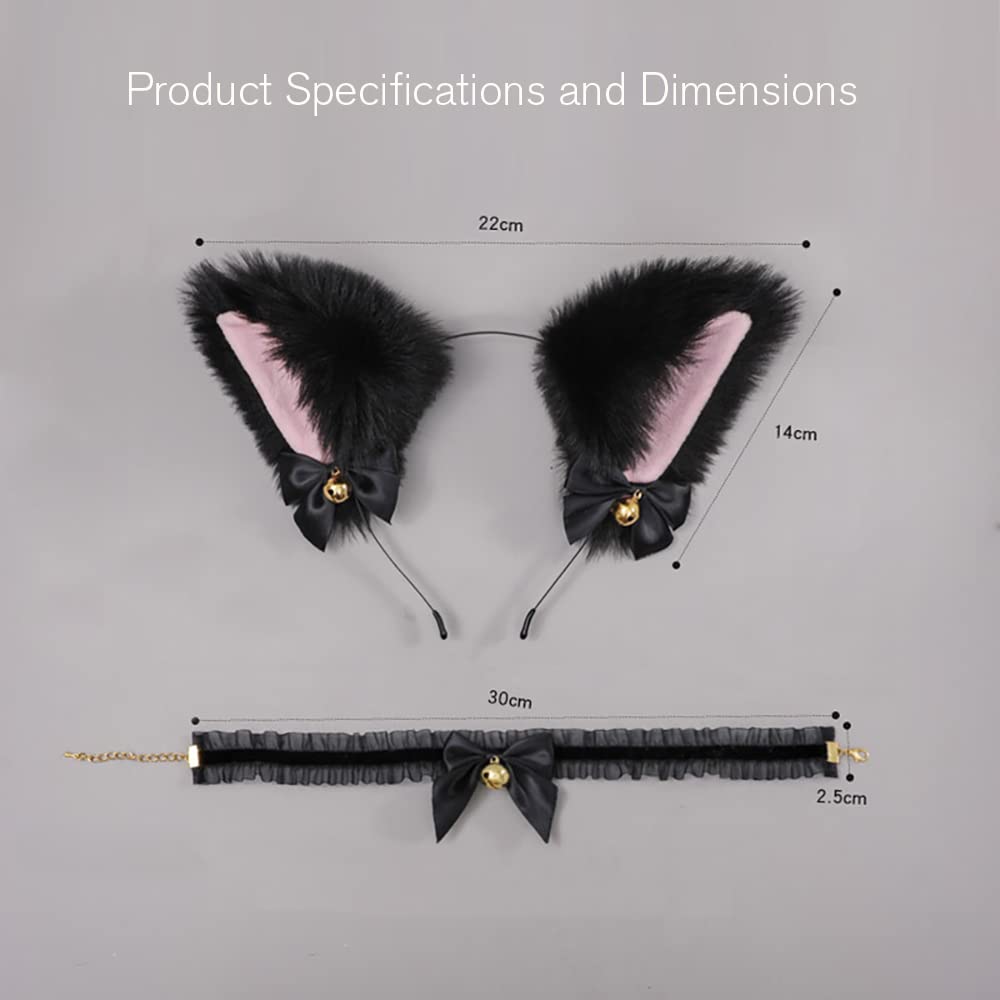 Animal Faux Fur Cat Dog Ears Headbands with Bells Lovely Flexible Hair Accessory Halloween Cosplay Costume Party Dress Girls (A19-combo set-3)