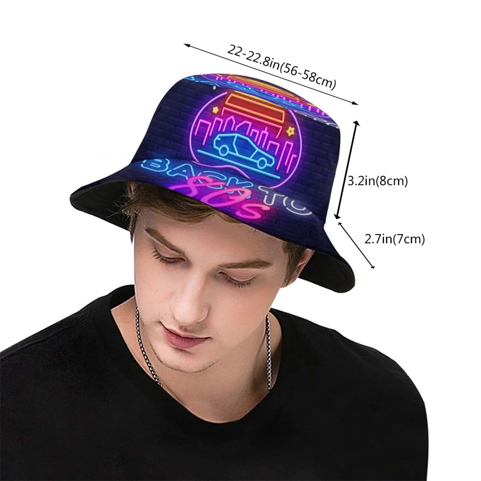 Back to The 80s Neon Retro 1980s Fashion Bucket Hat Fishing Hats Summer Travel Beach Sun Uv Protection Packable Fisherman Cap for Men Women Teens