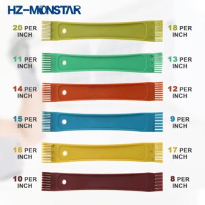 HZ-MONSTAR 2Pcs Air Conditioner Condenser Fin Comb Set, FCR6 Ring Fin Comb and Air Conditioner Condenser Brush, Condenser Fin Comb Brush Repair Tool, Straighten Evaporator Condenser for Condenser Coil