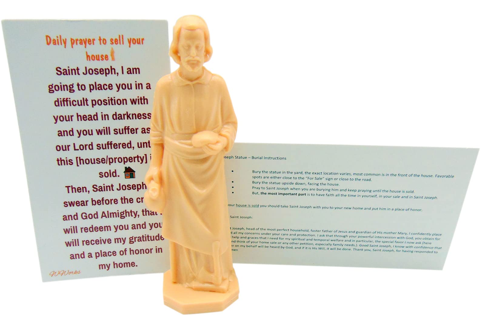 St Joseph Home Seller Kit with Magnetic Holy Card for Fridge Daily Novena Prayer Magnet with Saint Statue and Instructions