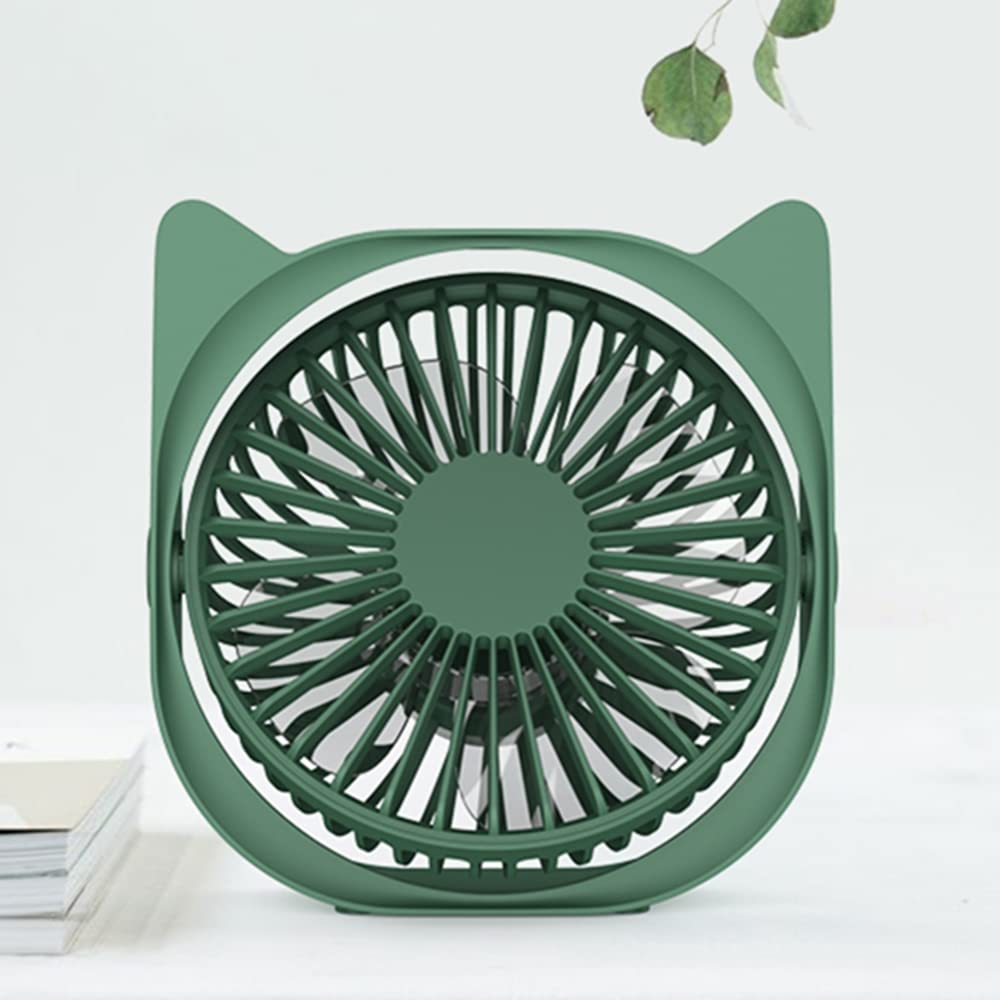 Small Personal USB Desk Fan - Mini Cute Desk Fans Ultra-Quiet USB Powered 3 Speeds Strong Wind Little Portable Table Fans for Home Bedroom Nightstand Office Desktop Dorm (Green)