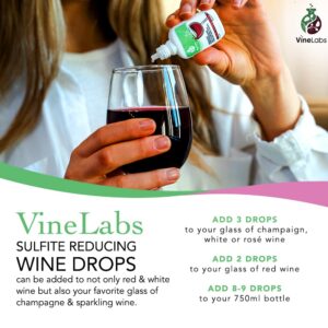 VineLabs Sulfite Removing Wine Drops, Odorless and Tasteless Purifier for Red and White Wines, Natural Headache Reducer, Made in the USA