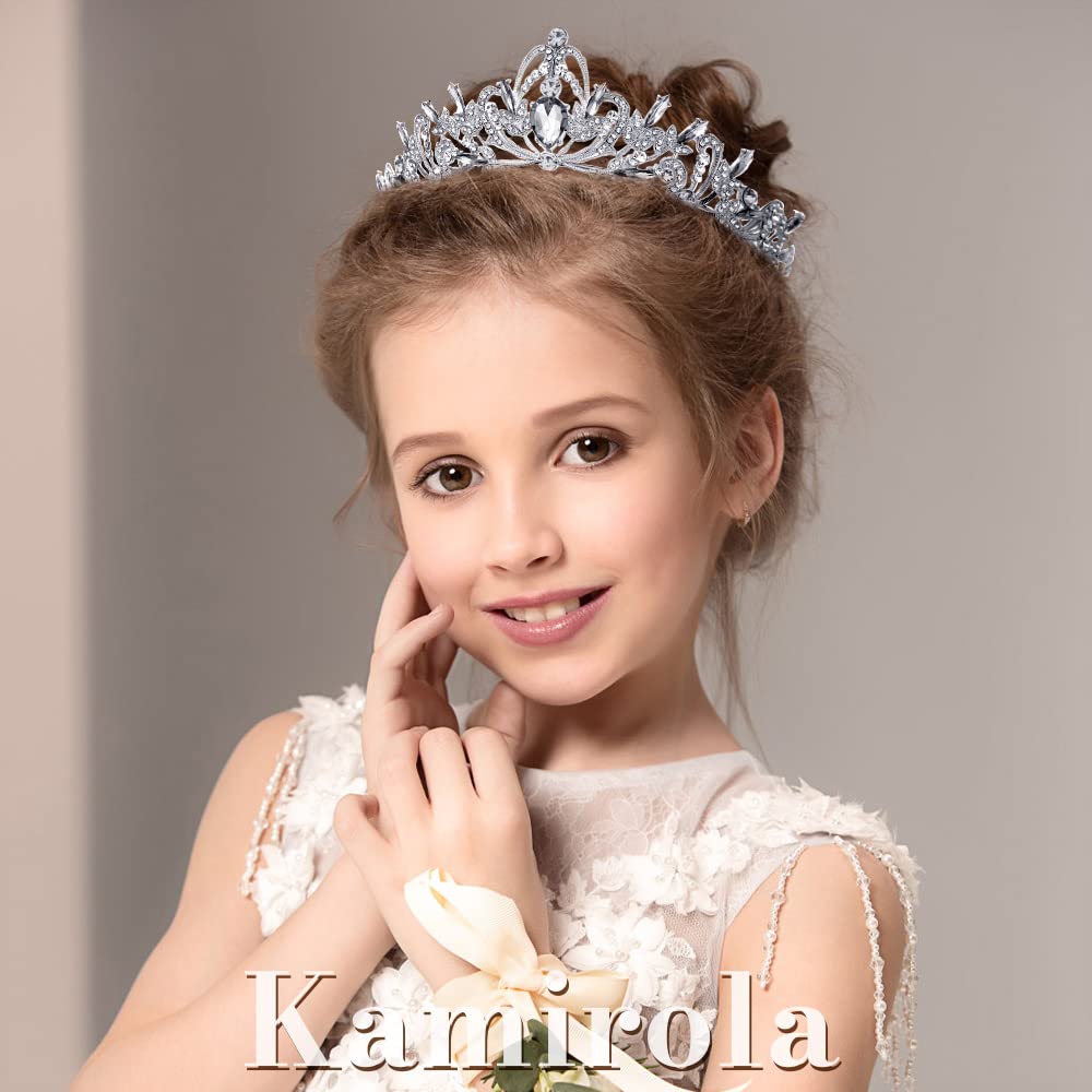 Kamirola Crystal Crowns and Tiaras Headband for Girl or Women Birthday Party Wedding Prom Bridal Christmas Valentine Mother's DayTR20 (Silver)