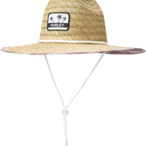 Hurley Women's Sun Hat - Medium Brim Real Straw Hats for Women with Chin Strap, Melon Tint