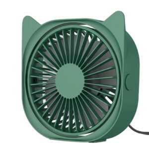 Small Personal USB Desk Fan - Mini Cute Desk Fans Ultra-Quiet USB Powered 3 Speeds Strong Wind Little Portable Table Fans for Home Bedroom Nightstand Office Desktop Dorm (Green)