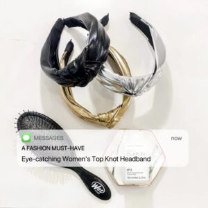 Huachi Headband, Knotted Headbands for Women Black Leather, Fashion Headbands for Women Top Knot Headband for Girls