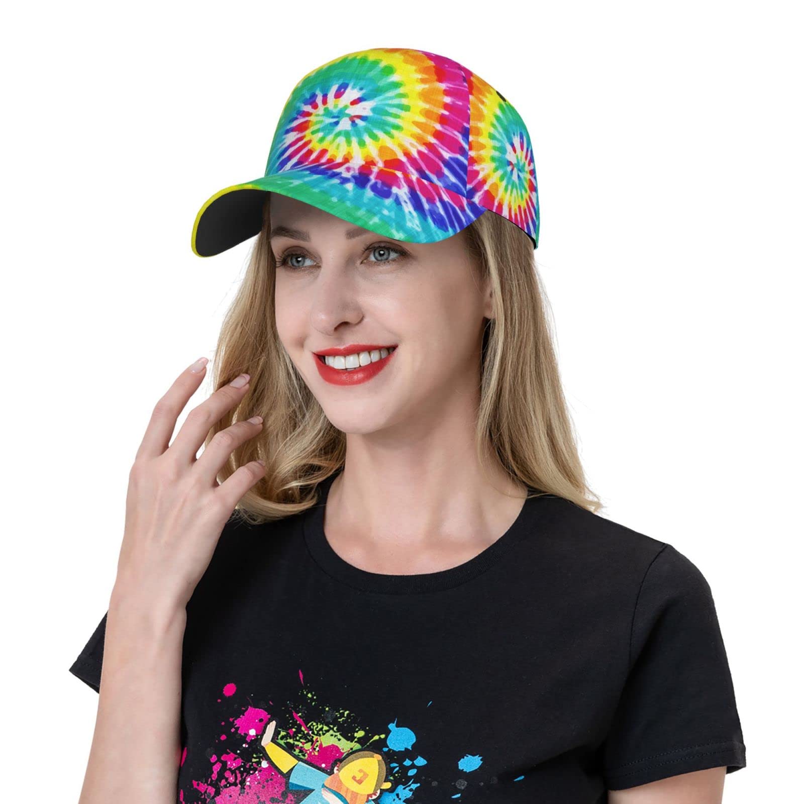 BCQJNB Tie Dye Rainbow Baseball Cap Snapback Hats Adjustable Trucker Hat for Men Women