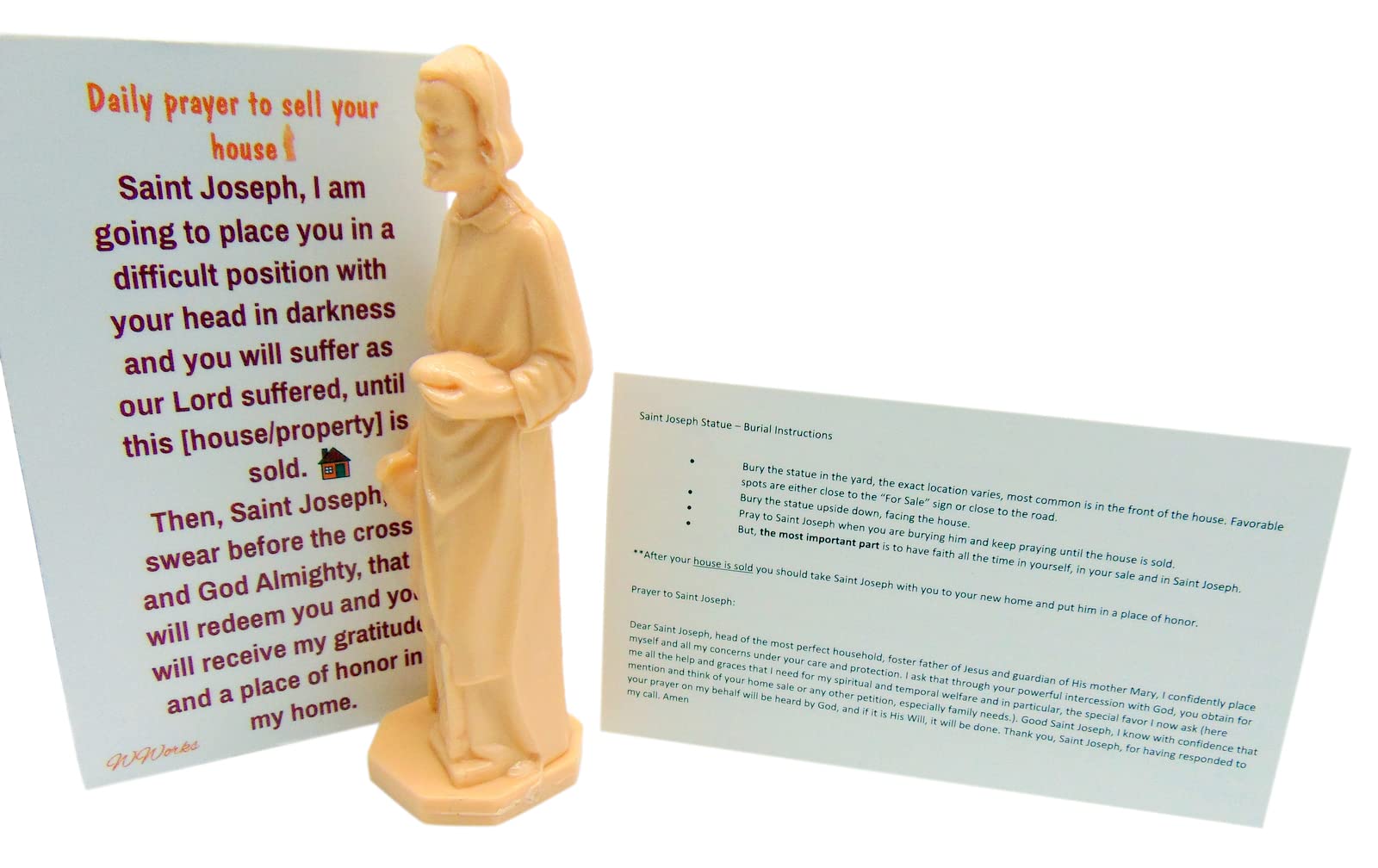 St Joseph Home Seller Kit with Magnetic Holy Card for Fridge Daily Novena Prayer Magnet with Saint Statue and Instructions