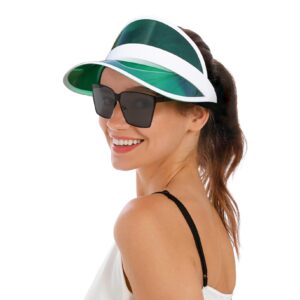 Yuanhe Clear Sun Visor Plastic Casino Dealer Poker Visors Beach Sunhat for Women UV Protection 5PCS Green