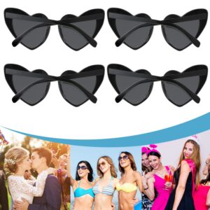 Flutesan 24 Pair Bachelorette Sunglasses Heart Sunglasses Retro Heart Shaped Eyewear Vintage Cat Style Glasses for Women(Black)