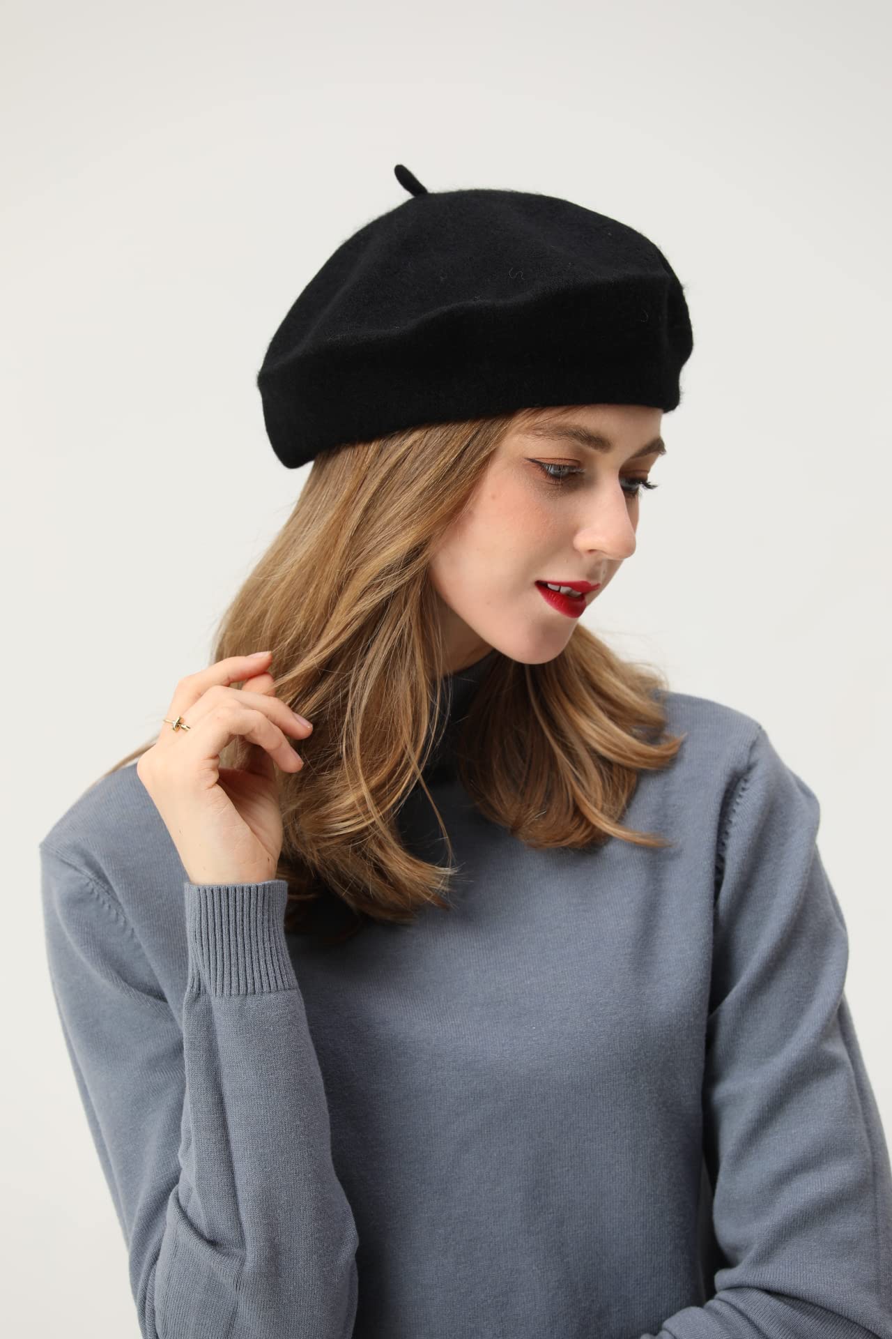 BEYLRZID French Beret-Classic Wool Beret Solid Color Womens Beret Cap Hat