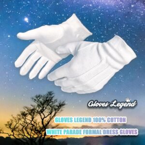 Gloves Legend 3 Pairs (6 Gloves) XL 100% Cotton White Marching Band Parade Formal Attire Costume Gloves For Men