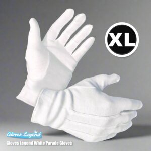 Gloves Legend 3 Pairs (6 Gloves) XL 100% Cotton White Marching Band Parade Formal Attire Costume Gloves For Men