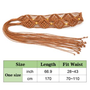 Suyi Boho Braid Belt for Women Bohemian Woven Waist Belts for Dress Rhombus 170CM Brown 1