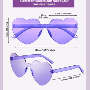 Weewooday 40 Pairs Heart Glasses Rimless Heart Shaped Frameless Sunglasses Transparent Sunglasses Tinted Eyewear(Purple)