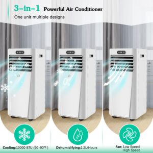 AirOrig 10,000 BTU Portable Air Conditioners/portable air conditioners for 1 room to 400 sq.ft/ 3 in 1 AC Portable Unit with Dehumidifier/Fan & Window Kit Included