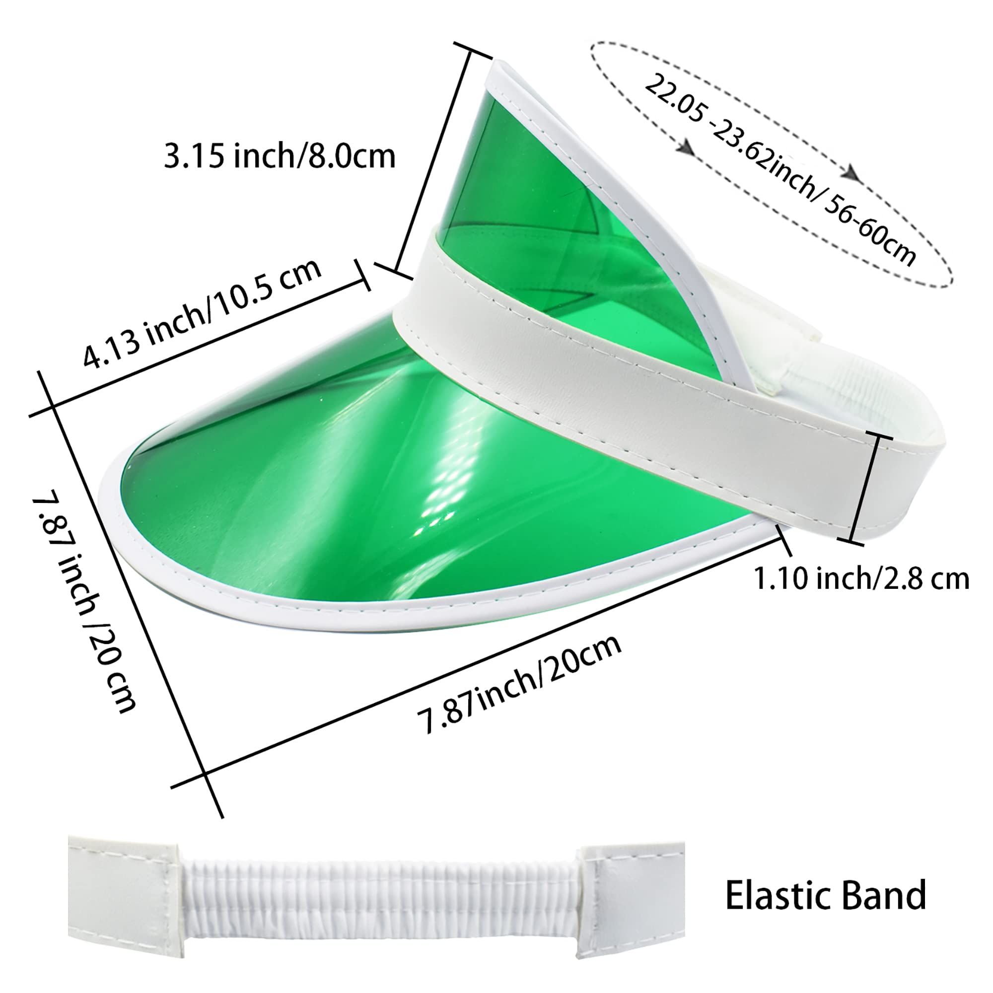 Yuanhe Clear Sun Visor Plastic Casino Dealer Poker Visors Beach Sunhat for Women UV Protection 5PCS Green