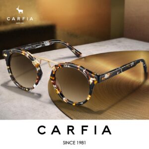 CARFIA Small Acetate Polarized Sunglasses for Women UV Protection, Retro Double Bridge Eyewear Metal Brow Round Sunnies