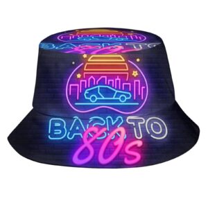 back to the 80s neon retro 1980s fashion bucket hat fishing hats summer travel beach sun uv protection packable fisherman cap for men women teens