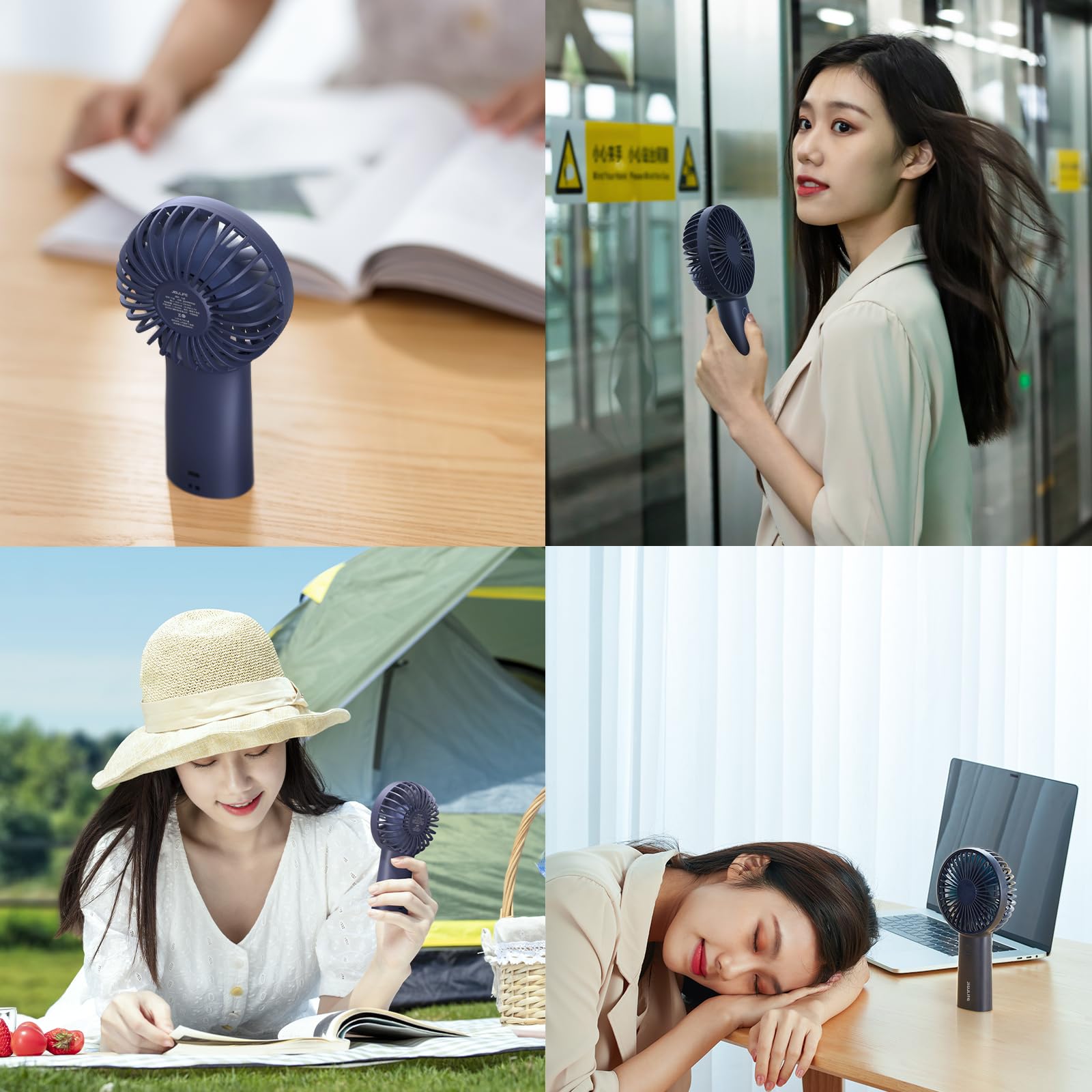 JISULIFE 6000mAh Handheld Fan [30H Max Cooling Time] Mini Portable Hand Fan, USB Rechargeable Small Personal Fan,Battery Operated Hand Fan with 3 Speeds for Travel/Commute/Picnic/Office-Blue