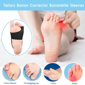 DYKOOK Tailors Bunion Corrector 1Pair Bunionette Sleeves Built-in Gel Pads Silicone Cover Guard With Non-slip Strap to Relief Bunion Pinky Toe Pain, Straighten Bunionette,Overlapping toe(Black-Large)