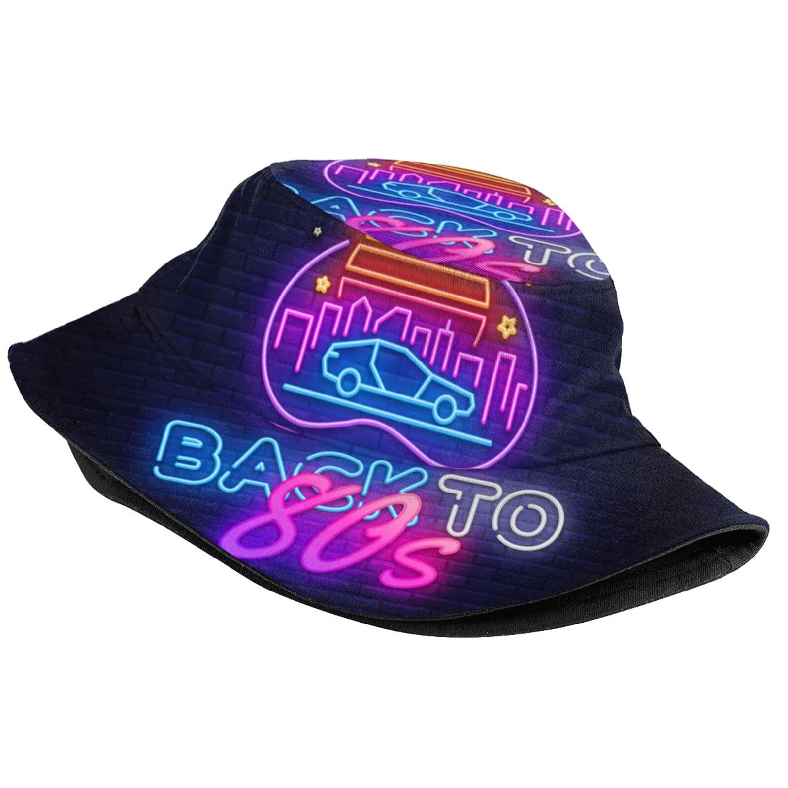 Back to The 80s Neon Retro 1980s Fashion Bucket Hat Fishing Hats Summer Travel Beach Sun Uv Protection Packable Fisherman Cap for Men Women Teens