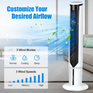 GOFLAME 41" Evaporative Air Cooler Portable, 3-IN-1 Oscillating Tower Fan with Remote Control, 3 Wind Speeds and 3 Modes, Bladeless Air Cooling Fan with LED Display and 9H Timer for Living Room Office