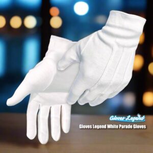 Gloves Legend 3 Pairs (6 Gloves) XL 100% Cotton White Marching Band Parade Formal Attire Costume Gloves For Men