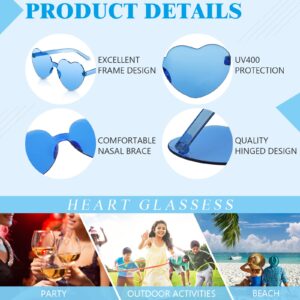 48 Pairs Heart Sunglasses Heart Shaped Frameless Glasses Trendy Candy Color Sunglass Eyewear for Bachelorette Party(Mixed Colors)