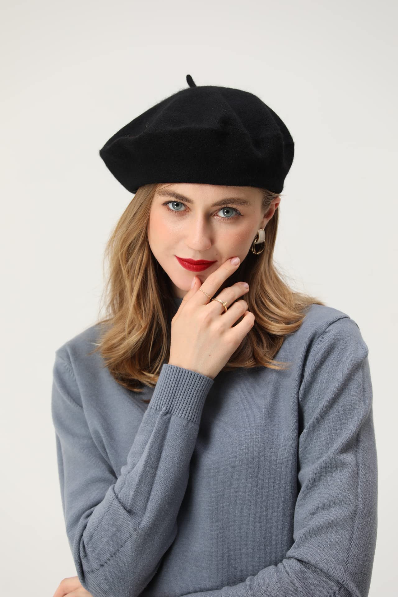 BEYLRZID French Beret-Classic Wool Beret Solid Color Womens Beret Cap Hat