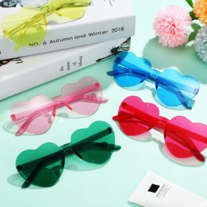 48 Pairs Heart Sunglasses Heart Shaped Frameless Glasses Trendy Candy Color Sunglass Eyewear for Bachelorette Party(Mixed Colors)