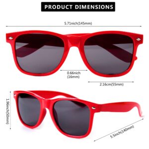 JULYGLASS Adult Party Sunglasses Bulk Square Sunglasses Red Sunglasses Party Favors 10 Pack Retro Party Glasses