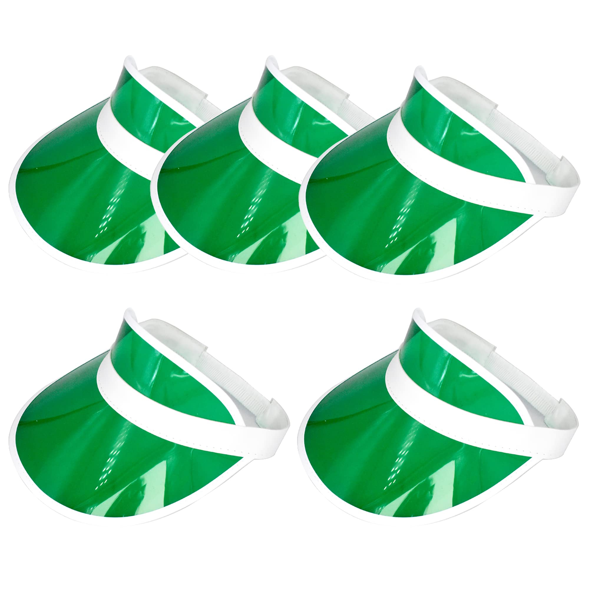 Yuanhe Clear Sun Visor Plastic Casino Dealer Poker Visors Beach Sunhat for Women UV Protection 5PCS Green