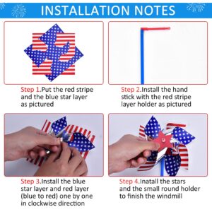 4th of July Decorations Patriotic Pinwheels,Fourth of July Decorations for Outdoor Home,Patriotic Independence Day Party Supplies Favors,Wind Spinner for Garden 16 PCS