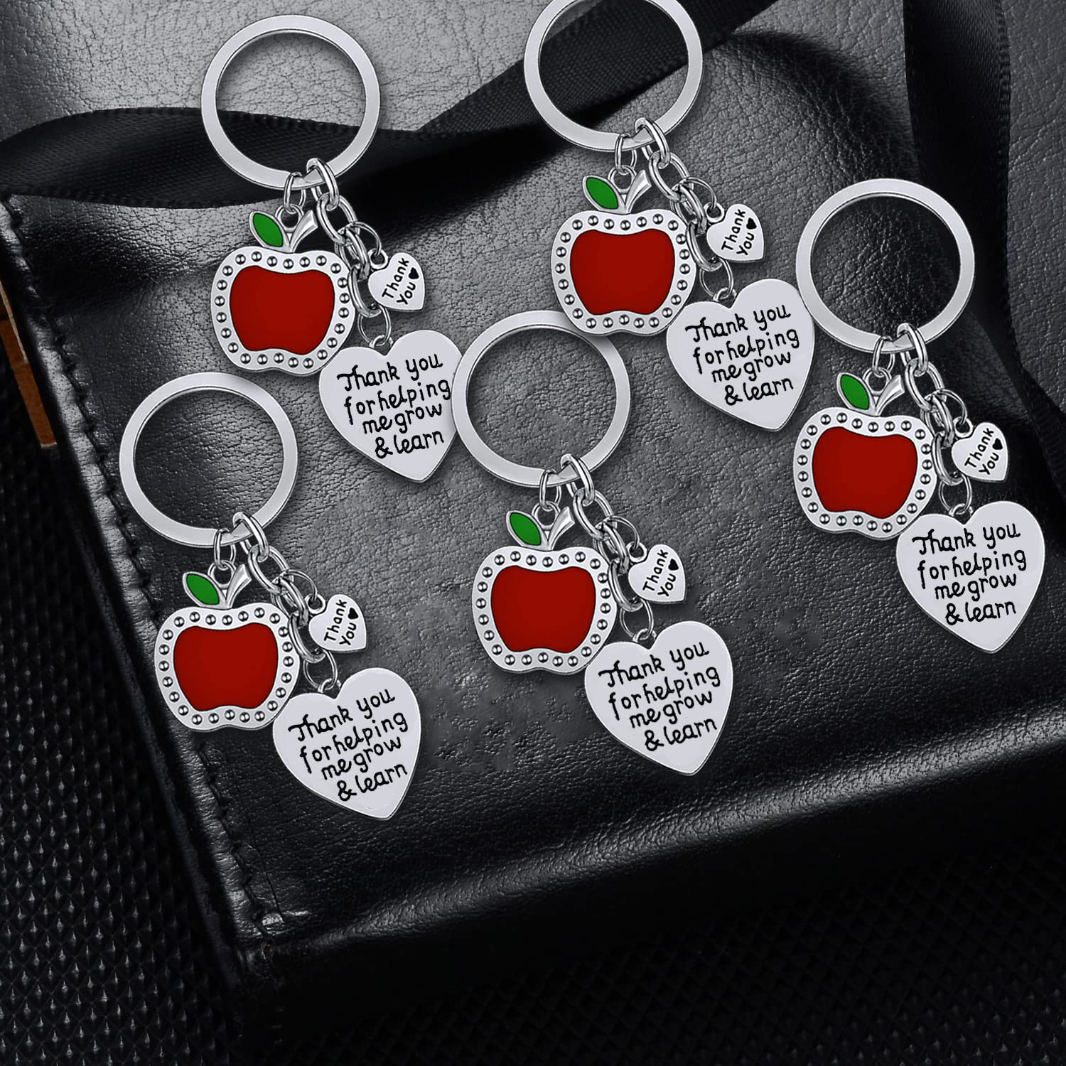 5PCs Teacher Keychains Teacher Appreciation Gifts Teacher Gifts Thank You Keychains Graduation Gift For Teachers (Thank You For Helping Me Grow & Learn)