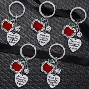 5PCs Teacher Keychains Teacher Appreciation Gifts Teacher Gifts Thank You Keychains Graduation Gift For Teachers (Thank You For Helping Me Grow & Learn)