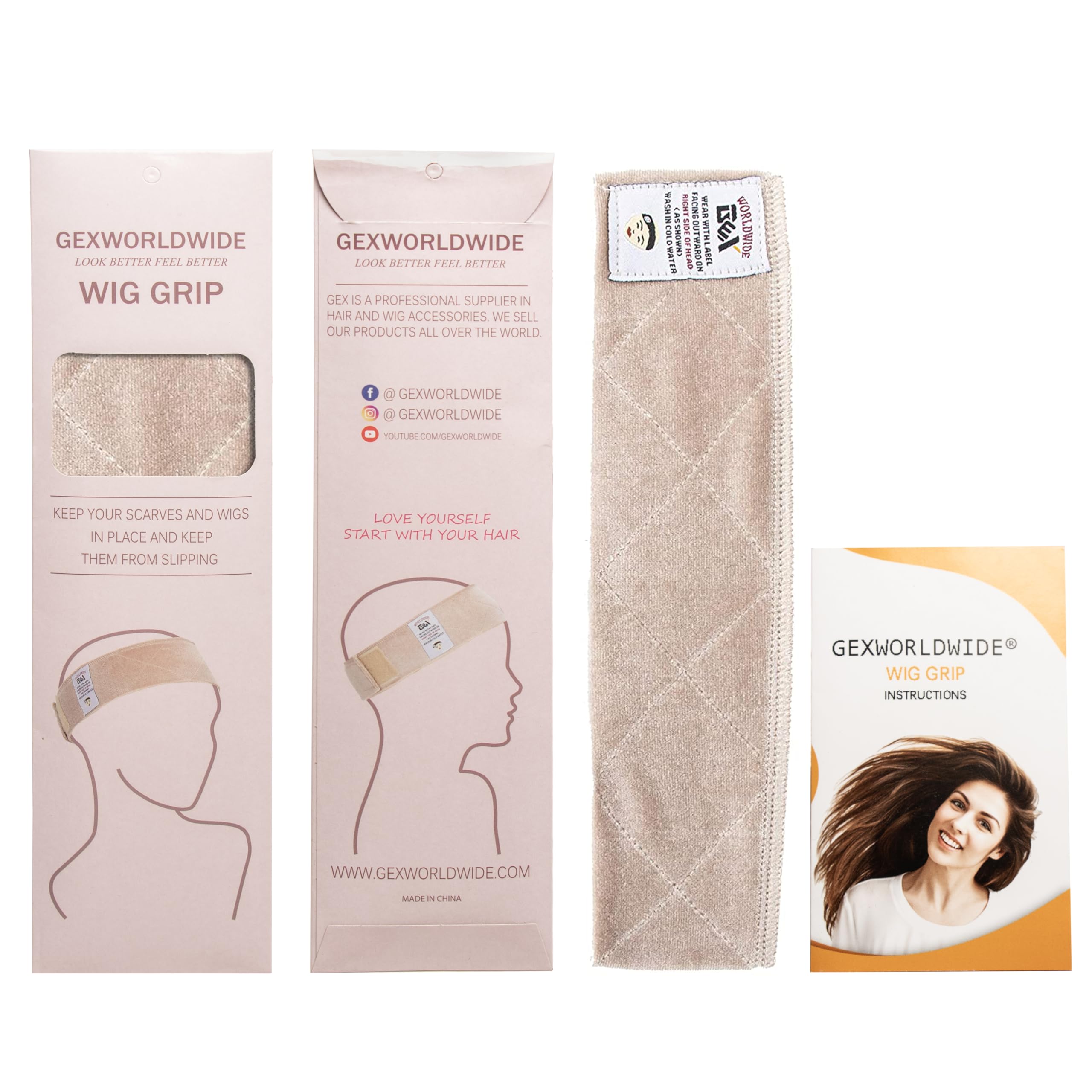 GEX Wig Grip Band with Adjustable Elastic Closure Flexible Velvet No Slip Wig grip Headbands Cap for Wigs(Beige)