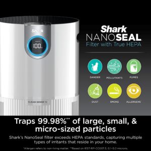 Shark Air Purifier for Home Large Room, Clean Sense Technology, HEPA Air Filter, 1000 Sq Ft, Kitchen, Captures 99.98% of Particles, Pet Dander, Pollutants, Dust, Smoke, Allergens & Smells, HP201