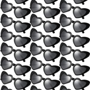 Flutesan 24 Pair Bachelorette Sunglasses Heart Sunglasses Retro Heart Shaped Eyewear Vintage Cat Style Glasses for Women(Black)