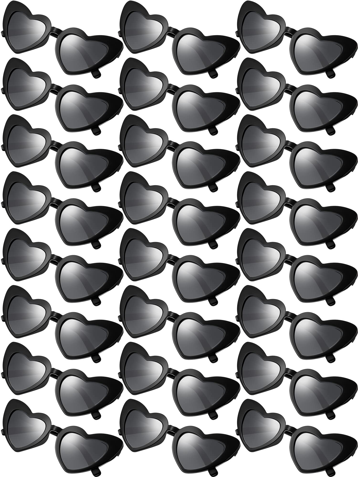 Flutesan 24 Pair Bachelorette Sunglasses Heart Sunglasses Retro Heart Shaped Eyewear Vintage Cat Style Glasses for Women(Black)